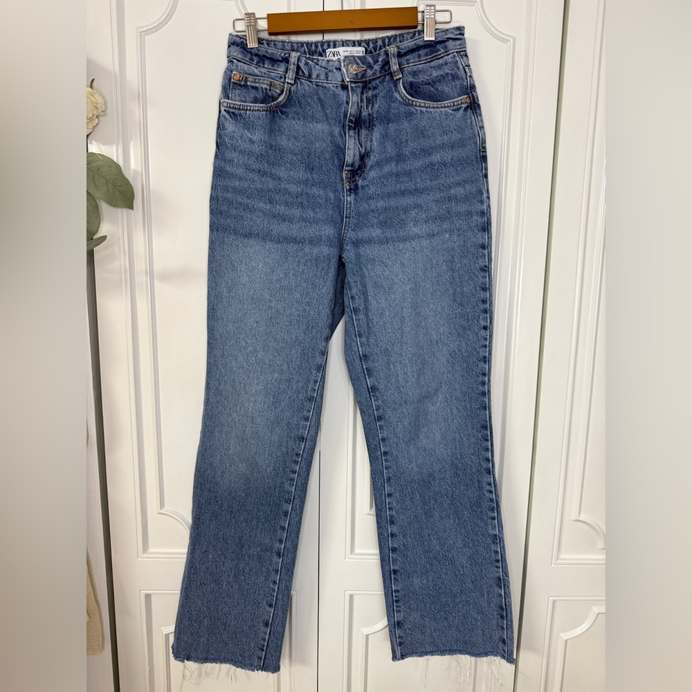 Zara Mid-Blue Straight-Leg Jeans